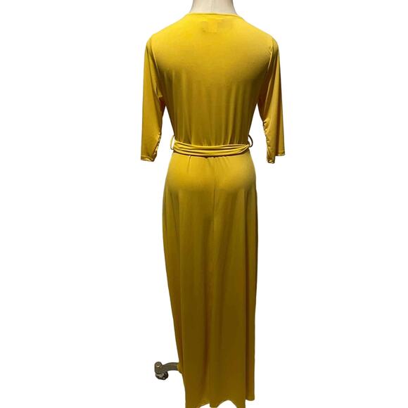 Janette Plus Size 1X Yellow Jersey Maxi Dress - Picture 4 of 7